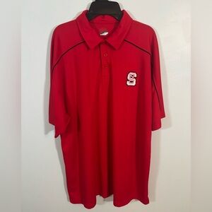NC State Wolfpack Polo Shirt Men’s XL Red Black Trim Athletic Fit Polyester